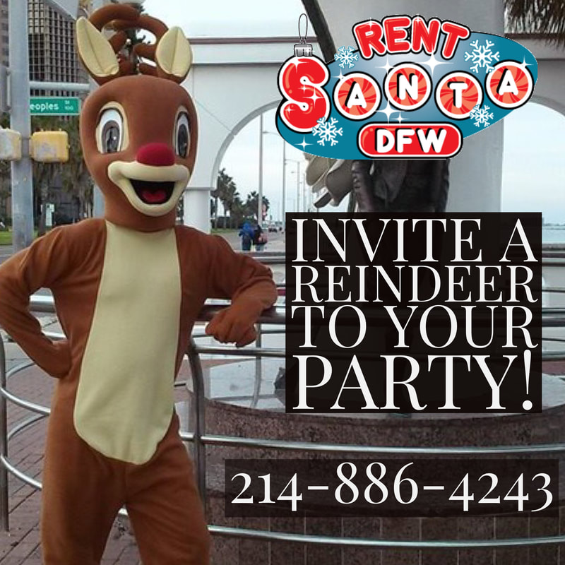 reindeer characters, reindeer for Christmas party, holiday reindeer, Rudolf for parties, fun holiday party ideas, Dallas Christmas ideas, holiday characters, richardson, plano, frisco, southlake, grapevine, arlington, fort worth, dfw, rent santa dallas texas, dallas santa rental, santa for hire, dallas texas